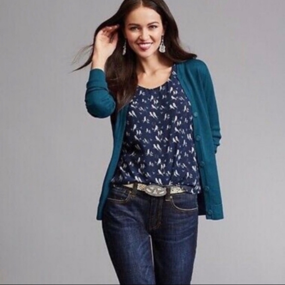 Cabi #3368 Ever Cardigan Teal Snap Front Sweater Size Medium - Picture 3 of 16